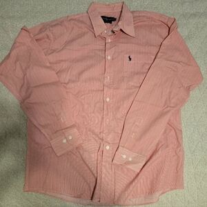 Polo by Ralph Lauren men's red & white striped dress shirt, size 17; 34/35